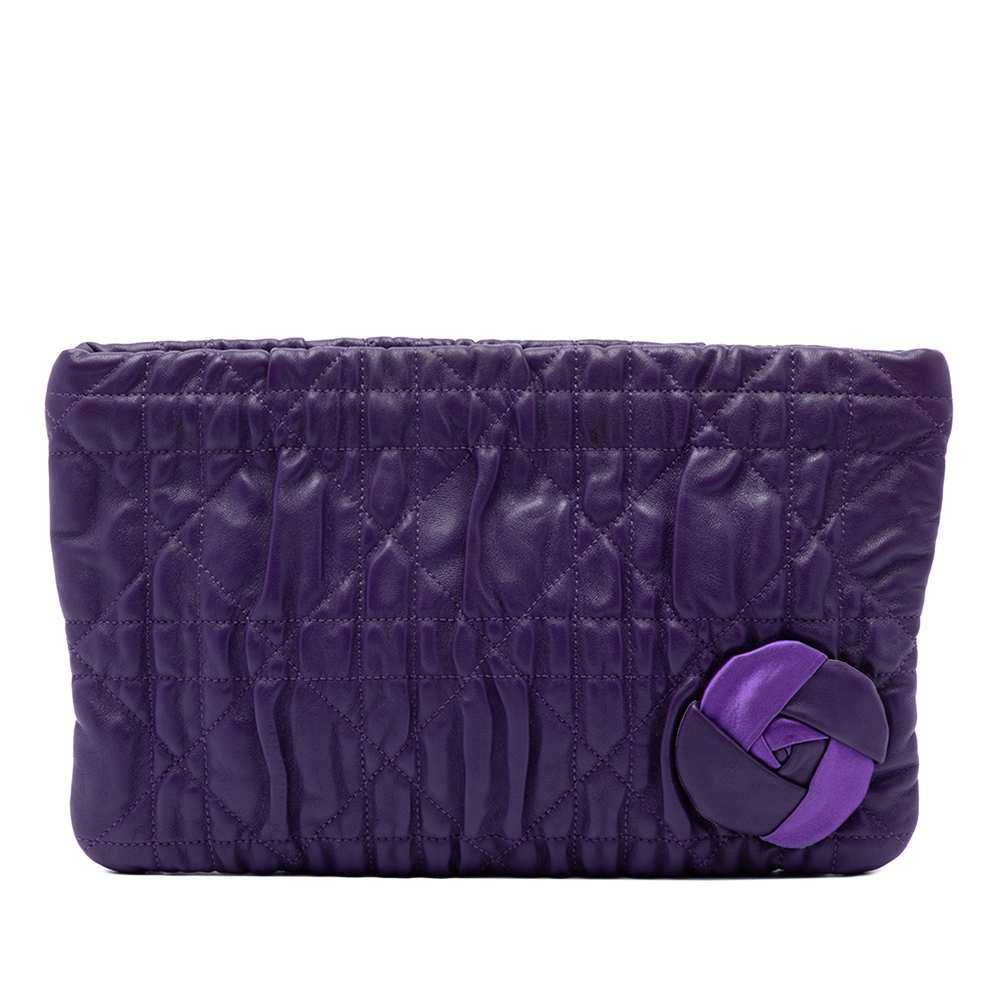 Pre-Loved Dior Calfskin Cannage Rose Clutch